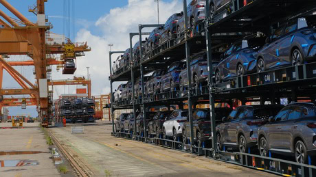 Gigante chinesa BYD desembarca quase 2 mil veículos elétricos no Porto de Suape